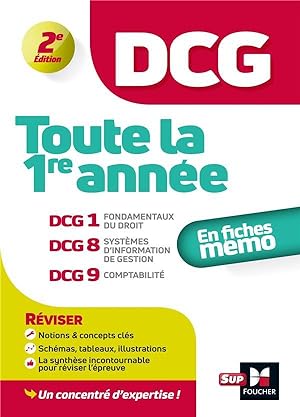 DCG : toute la 1re année - DCG 1, 8, 9 - en fiches mémo (2e édition)
