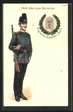 Ansichtskarte Berlin, Telegraphen-Bataillon 1. Berlin, Soldat in Uniform