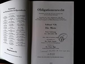 Imagen del vendedor de Kommentar zum Schweizerischen Zivilrecht. Ehemals Kommentar zum Schweizerischen. / Das Obligationenrecht / Die einzelnen Vertragsverhltnisse Artikel 184-418 / Die Miete. Artikel 253-265. a la venta por Antiquariat Bookfarm