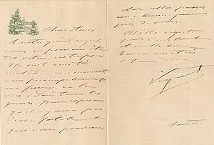 ESCRIME NAPOLÉON III Arsène VIGEANT lettre autographe signée à l'acteur FEBVRE