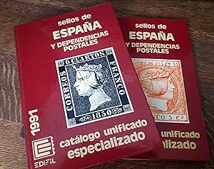 SELLOS DE ESPAÑA Y DEPENDENCIAS POSTALES. Catálogo unificado especializado. 1991. Tomo I y II. Co...