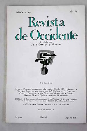 Imagen del vendedor de Revista de Occidente, Ao 1967, n 53:: Miguel Torga; Poemas; La intencin del Quijote; Campanella y la Monarqua hispnica; Quince cantigas de escarnio galaico-portuguesas a la venta por Alcan Libros