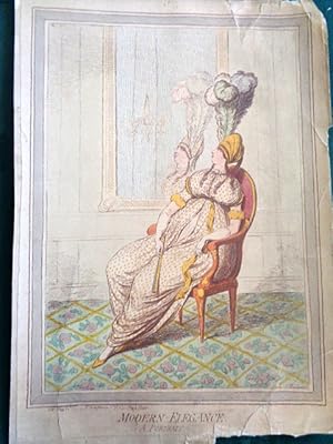 Modern Elegance. A Portrait. Satirical Hand-coloured engraving