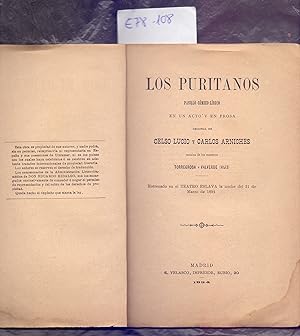 Seller image for LOS PURITANOS - PASILLO COMICO-LIRICO EN UN ACTO Y EN PROSA - for sale by Libreria 7 Soles