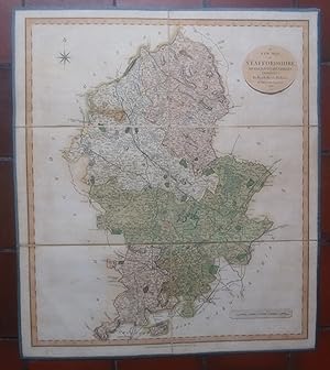 A New Map of Staffordshire,divided into hundreds,exhibiting its roads,rivers,parks etc.by John Ca...