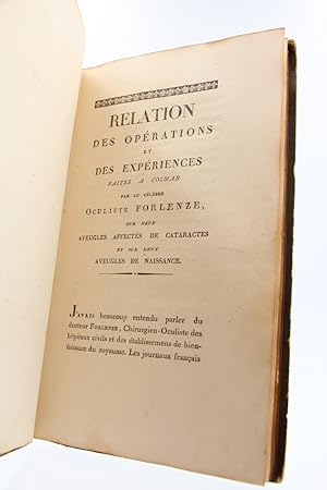 Relation des opérations et des expériences faites à Colmar par le célèbre oculiste Forlenze