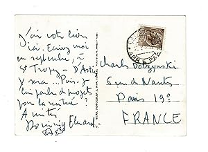 Carte postale autographe signée datée du 25 août1953 adressée au poète Charles Dobzynski