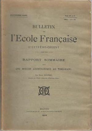 Rapport sommaire sur une mission archeologique au Tchö-Kiang