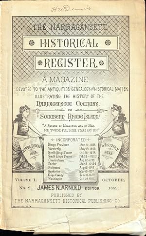 The Narragansett Historical Register Volume One October 1882 Number One
