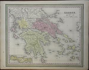 Kingdom of Greece Crete Euboea Athens Corinth 1850 Cowperthwait map