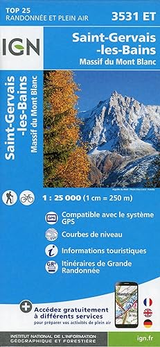 Saint-Gervais-Les-Bains 1 : 25 000 | Massif du Mont-Blanc