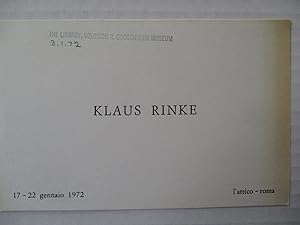 Imagen del vendedor de Klaus Rinke L Attico Roma 1972 Exhibition invite postcard a la venta por ANARTIST