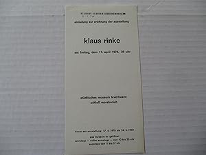 Imagen del vendedor de Klaus Rinke Stadtisches Museum Leverkusen Schloss Morsbrich 1970 Exhibition invite postcard a la venta por ANARTIST