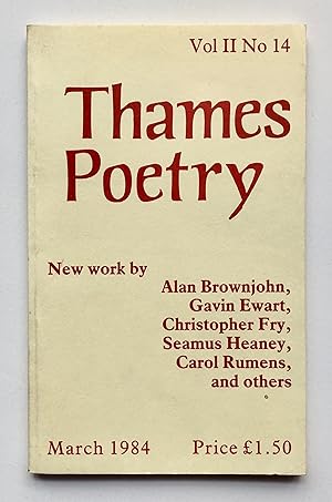 Image du vendeur pour Thames Poetry, Vol. II, No. 14, March 1984 mis en vente par George Ong Books