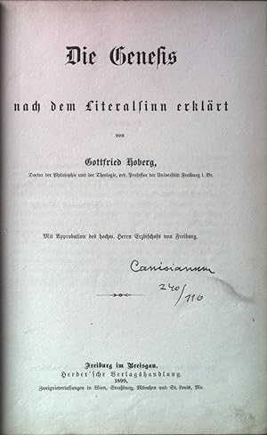 Seller image for Die Genesis nach dem Literalsinn erklrt. for sale by books4less (Versandantiquariat Petra Gros GmbH & Co. KG)