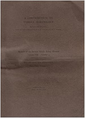 Seller image for A Contribution to Tongan Somatology: Based on the Field studies of E.W. Gifford and M.C. McKern (Volume VIII, No. 4) for sale by Diatrope Books