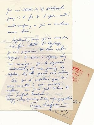 Pierre LAFUE 2 lettres autographes signées : se retrouver au Café de Flore