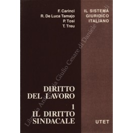 Imagen del vendedor de Diritto del lavoro. Vol. I - Il diritto sindacale a la venta por Libreria Antiquaria Giulio Cesare di Daniele Corradi