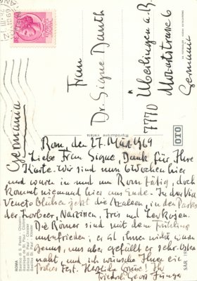 Eh. Postkarte mit U. "Friedrich Georg Jünger".