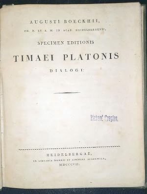 Specimen editionis Timaei Platonis dialogi.