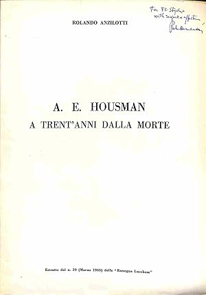 A. E. Housman a trent'anni dalla morte