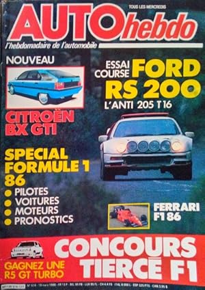 AUTO HEBDO. L'HEBDOMADAIRE DE L'AUTOMOBILE (Mars. a Ago. 1986).