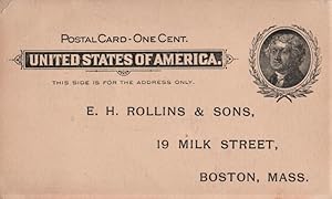 Image du vendeur pour business reply postcard, E.H. Rollins & Sons, Boston mis en vente par Mobyville