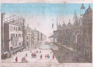 Grande Place de l'Eglise de St. Geminien à Venise.Original 18th Century vue optique.