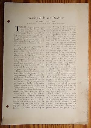 Bild des Verkufers fr Bell Telephone Laboratories Inc. "Hearing Aids and Deafness" 4-Page Article About "Audiphone" zum Verkauf von RG Vintage Books