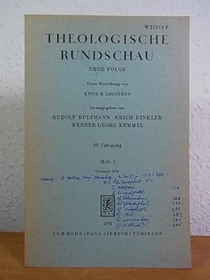 Bild des Verkufers fr Theologische Rundschau. Neue Folge, 39. Jahrgang, Heft 3, November 1974 zum Verkauf von Antiquariat Weber