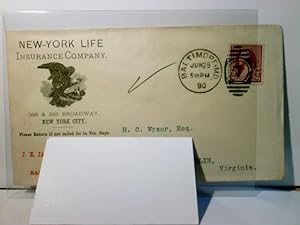 Firmenwerbung. Alter Briefumschlag mit Werbung der New - York Life Insurance Company, New York Ci...