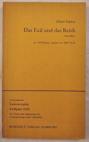 Bild des Verkufers fr Das Exil und das Reich. Novellen. zum Verkauf von KULTur-Antiquariat