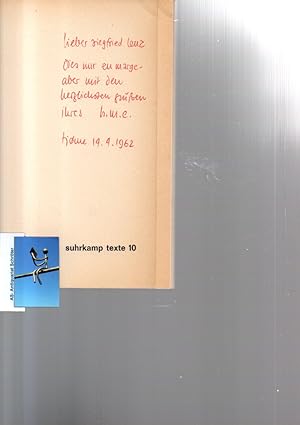 Gedichte. Die Entstehung eines Gedichts. [Widmungexemplar von Enzensberger an Siegfried Lenz]. Na...