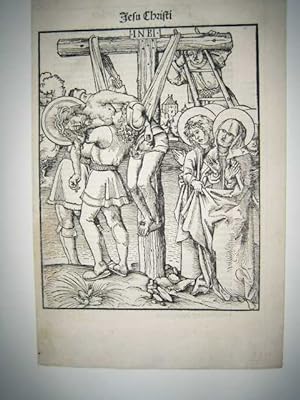 Kreuzabnahme. Holzschnitt aus "Leben Jesu Christi". 21,6 x 16,8 cm. Auf der vollen Buchseite.