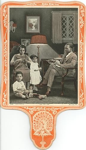 CIRCA 1930 CARDBOARD CHURCH FAN "HOME, SWEET HOME" FEATURING AN AFRICAN-AMERICAN FAMILY IN THEIR ...