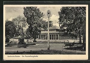 Bild des Verkufers fr Ansichtskarte Karlsruhe i. Baden, Brunnen vor der Ausstellungshalle zum Verkauf von Bartko-Reher