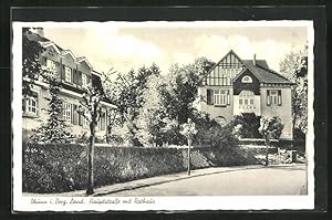 Ansichtskarte Dhünn i. Berg. Land, Hauptstrasse mit dem Rathaus