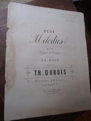 Imagen del vendedor de Deux mlodies pour chant et piano, paroles de Ed. Blau; I: Jeanne; II: L'Aveu (ENVOI) a la venta por Magnus