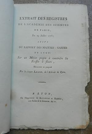 Extrait des registres de l'Académie des sciences de Paris, du 29 juillet 1775 ; suivi du rapport ...