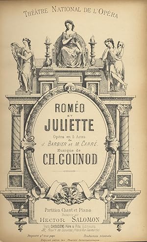 Bild des Verkufers fr Romo et Juliette Opra en 5 Actes de J. Barbier et M. Carr . Partition Chant et Piano Transcrite par Hector Salomon . Thtre National de l'Opra. [Piano-vocal score] zum Verkauf von J & J LUBRANO MUSIC ANTIQUARIANS LLC