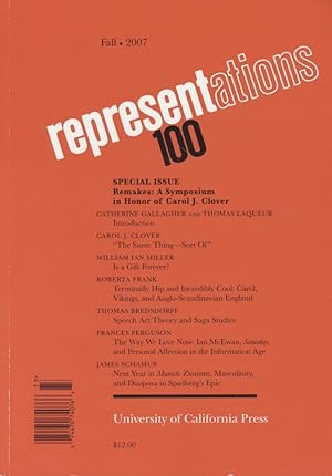 Bild des Verkufers fr Representations 100. Special Issue: Remakes: A Symposium in Honor of Carol J. Clover. Fall 2007. zum Verkauf von Fundus-Online GbR Borkert Schwarz Zerfa