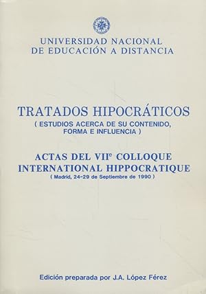 Imagen del vendedor de Tratados Hipocrticos (Estudios Acerca de su Contenido, Forma e Influencia). Actas del VII Colloque International Hippocratique (Madrid, 24-29 de septiembre de 1990). a la venta por Fundus-Online GbR Borkert Schwarz Zerfa