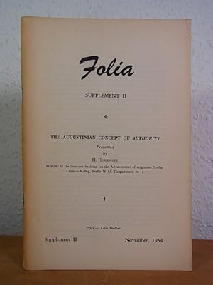 Folia. Supplement II, November 1954. The Augustinian Concept of Authority