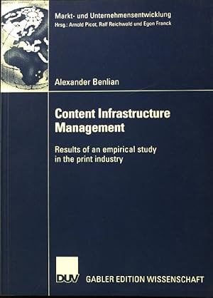 Immagine del venditore per Content infrastructure management : results of an empirical study in the print industry. Markt- und Unternehmensentwicklung venduto da books4less (Versandantiquariat Petra Gros GmbH & Co. KG)