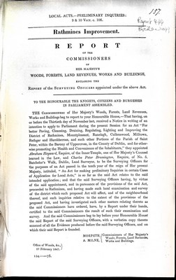 Image du vendeur pour Rathmines Improvment: Report of the Commissioners enclosing the Report of the Surveying Officers appointed under the above Act mis en vente par Kennys Bookstore