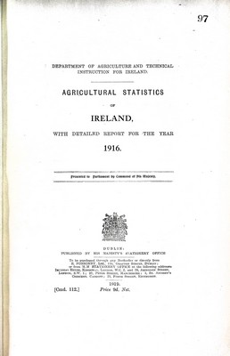 Bild des Verkufers fr Agricultural Statistics of Ireland with detailed report for the year 1916 zum Verkauf von Kennys Bookshop and Art Galleries Ltd.