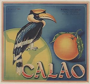 "CALAO" Affiche d'intérieur espagnole originale entoilée / Chromo-litho par MORELL SALABERT Valen...