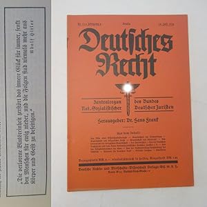 Bild des Verkufers fr Deutsches Recht: Zentralorgan des Bundes Nat.-Soz. Deutscher Juristen. Herausgeber: Dr. Hans Frank, M.d.R. 4.Jahrgang 1934, Heft 13 vom 10. Juli 1934 zum Verkauf von Galerie fr gegenstndliche Kunst