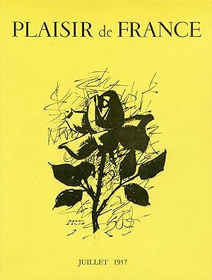 "PLAISIR DE FRANCE JUILLET 1957" Couverture originale entoilée illustrée par Paul COLIN (1957)