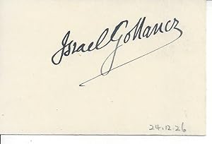 Bild des Verkufers fr [Israel Gollancz; Scholar] Bold Autograph Signature Only, "Israel Gollancz". See image. zum Verkauf von Richard M. Ford Ltd